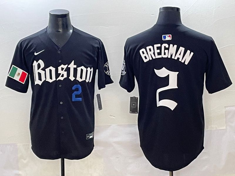Men 2025 Boston Red Sox #2 Bregman Black Five generations Joint Name Nike MLB Jersey style 28->boston red sox->MLB Jersey
